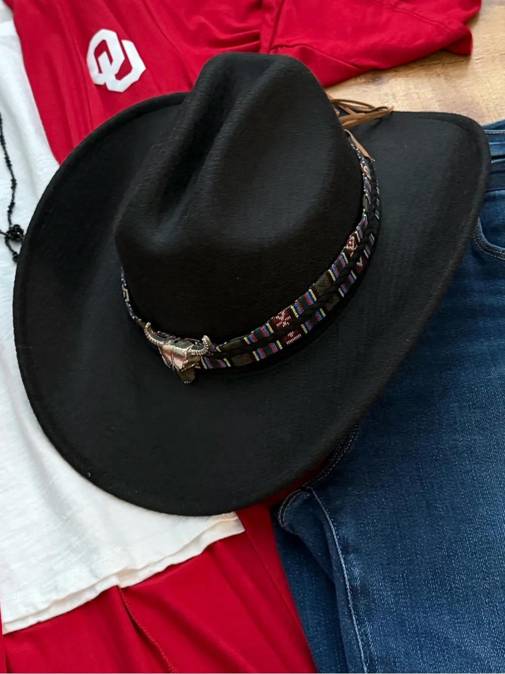 HAT Cowboy Western Hat with Decorative Steer Band Coastal Cowgirl